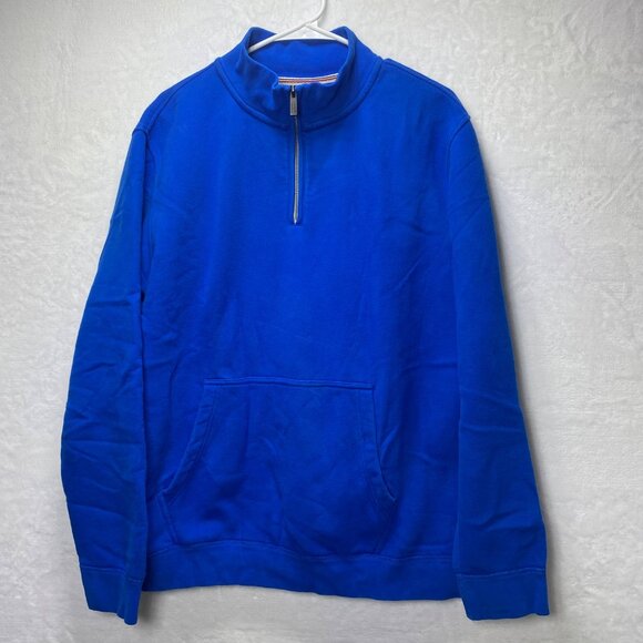 Lands End Mens XL Serious Sweats Blue Half-Zip Pullover Wnter Warm - Picture 1 of 11